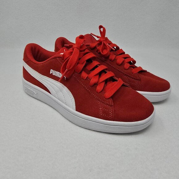 Puma Kids Smash V2 365176-03 Red White Lace-Up Tennis Shoes Sneakers US 5C EU 37 - Picture 2 of 12